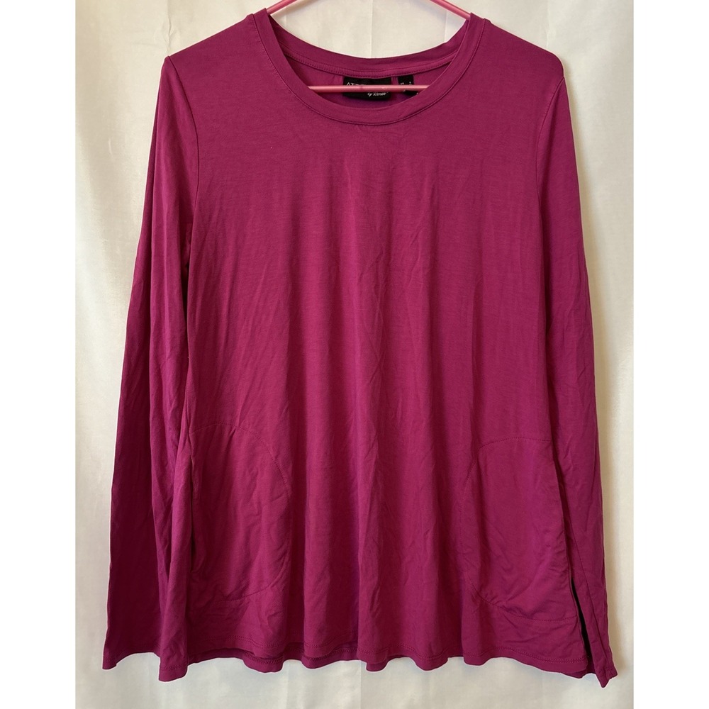 Attitudes by‎ Renee Long Sleeve Tunic Shirt with Pockets, Fuchsia Small